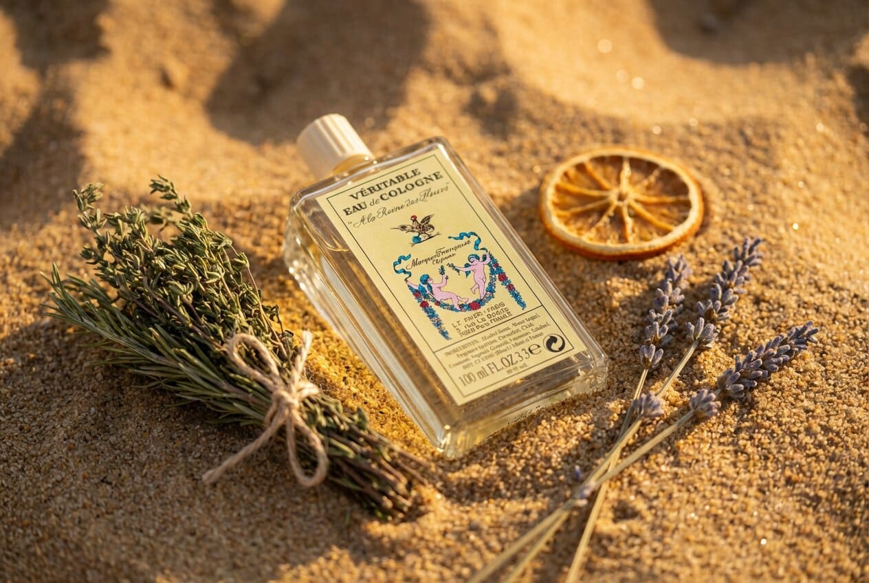 Macro sable chaud, thym et romarin